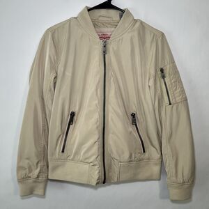 Levi’s Levi Strauss Full Zip Bomber Jacket Womens Size S Small Beige Pockets